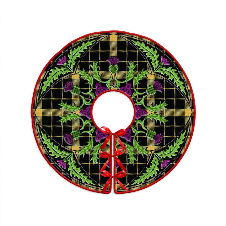 Raeburn Ancient Clan Badge Tartan Christmas Tree Skirt Scottish Thistle Design