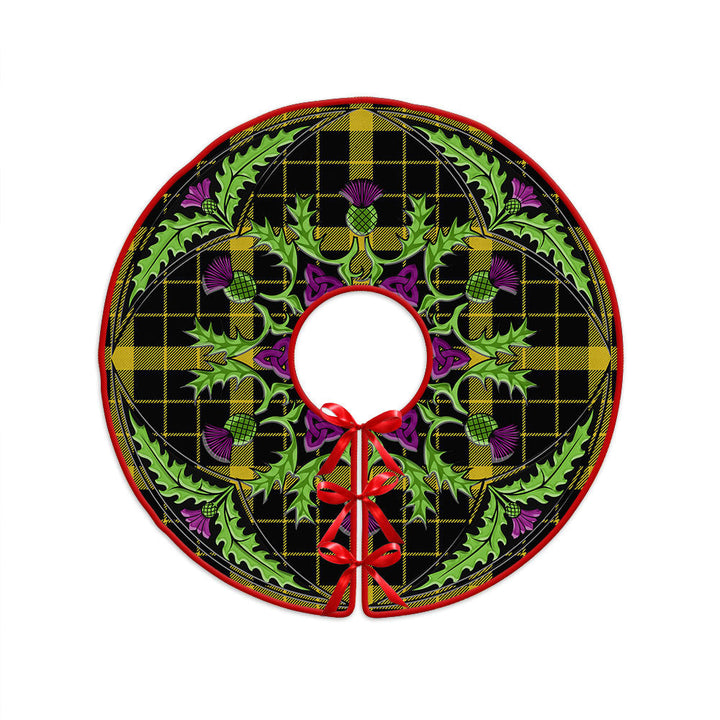 Raeburn Modern Clan Badge Tartan Christmas Tree Skirt Scottish Thistle Design