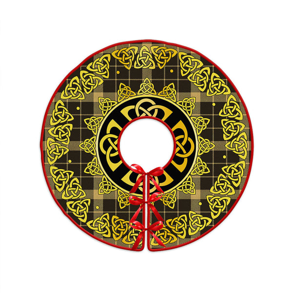 Raeburn Weathered Clan Badge Tartan Christmas Tree Skirt Golden Celtic Heritage