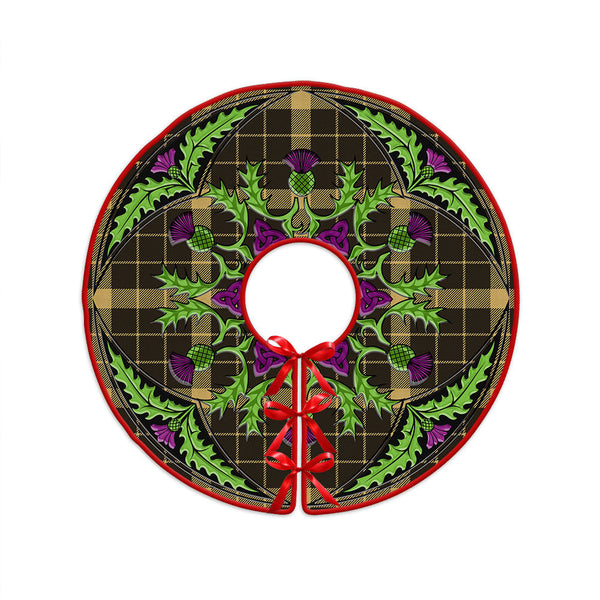 Raeburn Weathered Clan Badge Tartan Christmas Tree Skirt Scottish Thistle Design