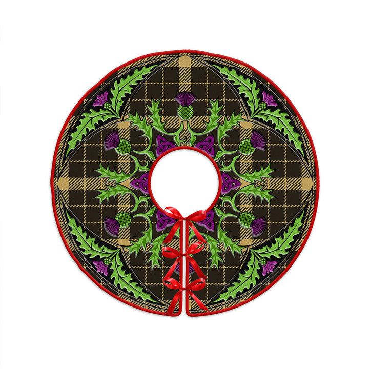 Raeburn Weathered Clan Badge Tartan Christmas Tree Skirt Scottish Thistle Design