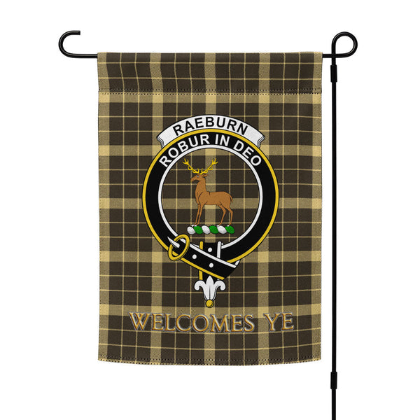 Raeburn Weathered Clan Badge Tartan Garden Flag