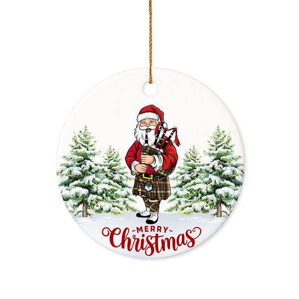 Raeburn Weathered Tartan Ceramic Ornament Santa