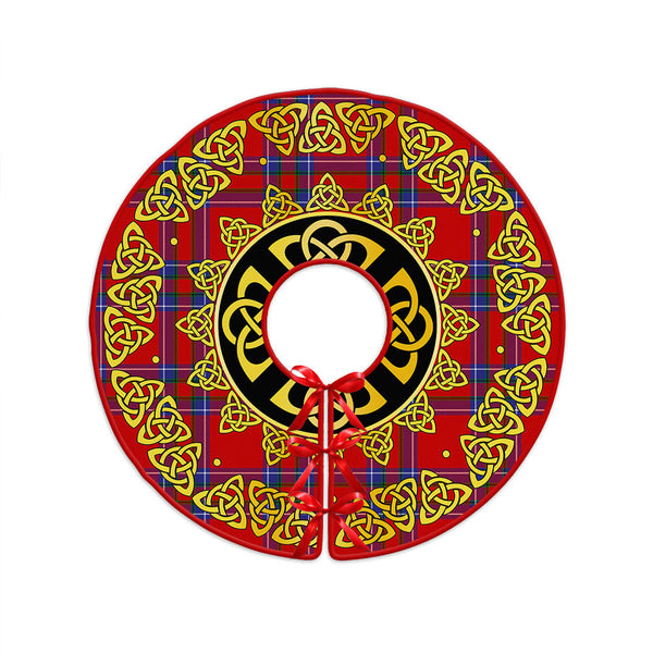 Rait Clan Badge Tartan Christmas Tree Skirt Golden Celtic Heritage