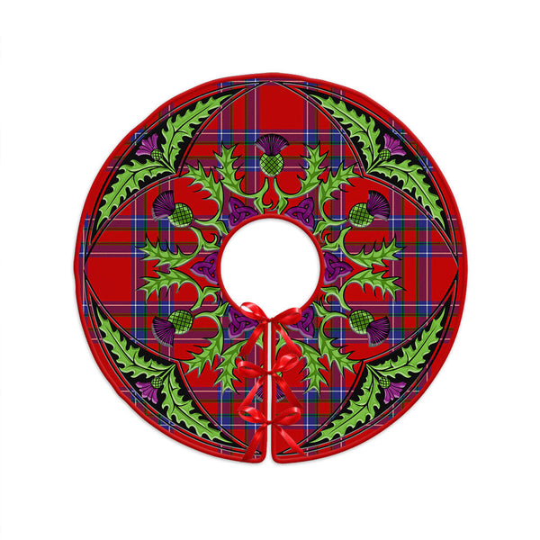 Rait Clan Badge Tartan Christmas Tree Skirt Scottish Thistle Design