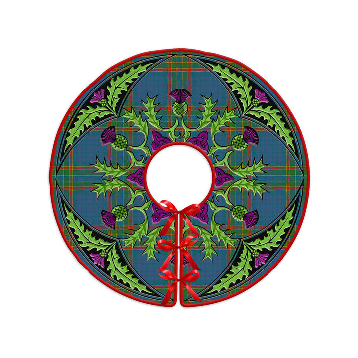 Ralston UK Ancient Clan Badge Tartan Christmas Tree Skirt Scottish Thistle Design