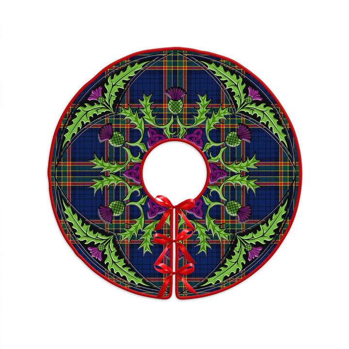 Ralston UK Modern Clan Badge Tartan Christmas Tree Skirt Scottish Thistle Design