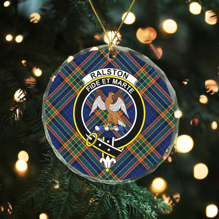 Ralston UK Modern Clan Badge Tartan Glass Ornament