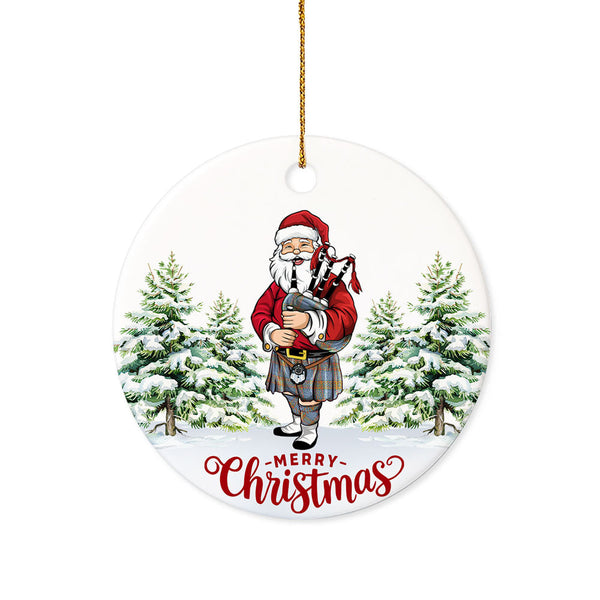 Ralston UK Weathered Tartan Ceramic Ornament Santa
