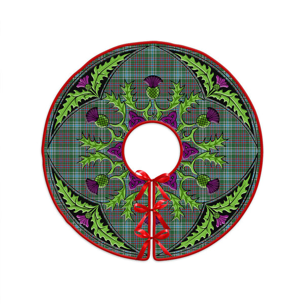 Ralston US Modern Clan Badge Tartan Christmas Tree Skirt Scottish Thistle Design