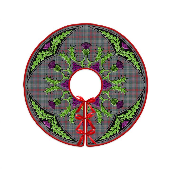 Ralston US Weathered Clan Badge Tartan Christmas Tree Skirt Scottish Thistle Design