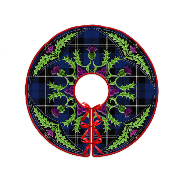Ramsay Blue Modern Clan Badge Tartan Christmas Tree Skirt Scottish Thistle Design