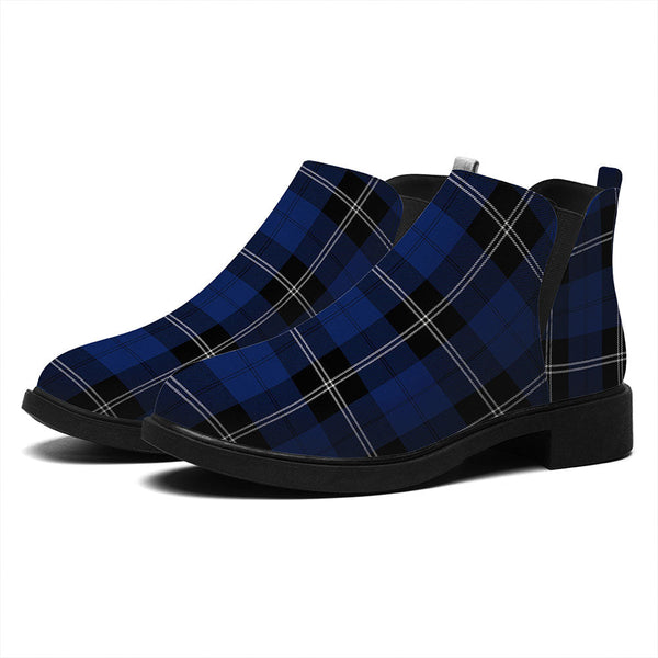 Ramsay Blue Modern Tartan Flat Ankle Boots