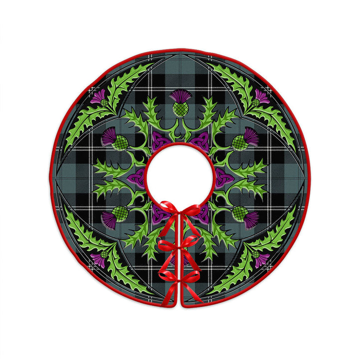 Ramsay Blue Weathered Clan Badge Tartan Christmas Tree Skirt Scottish Thistle Design