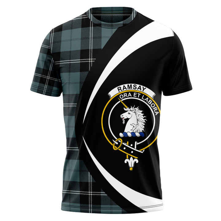 Ramsay Blue Weathered Clan Badge Tartan T-Shirt Circle Style Personalized