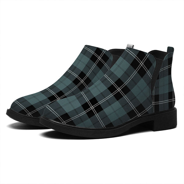 Ramsay Blue Weathered Tartan Flat Ankle Boots