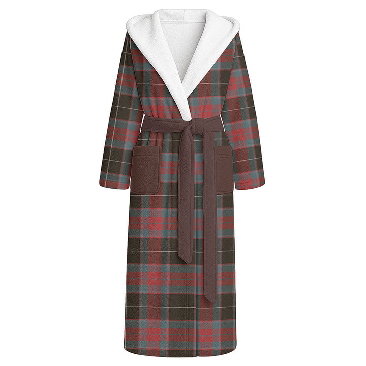 Ramsay Green Weathered Clan Badge Tartan Flannel Hooded Bathrobe