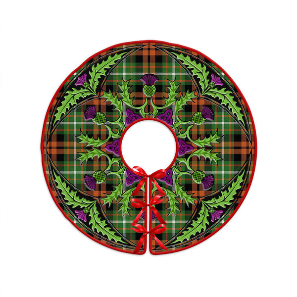 Ramsay Orange Ancient Clan Badge Tartan Christmas Tree Skirt Scottish Thistle Design
