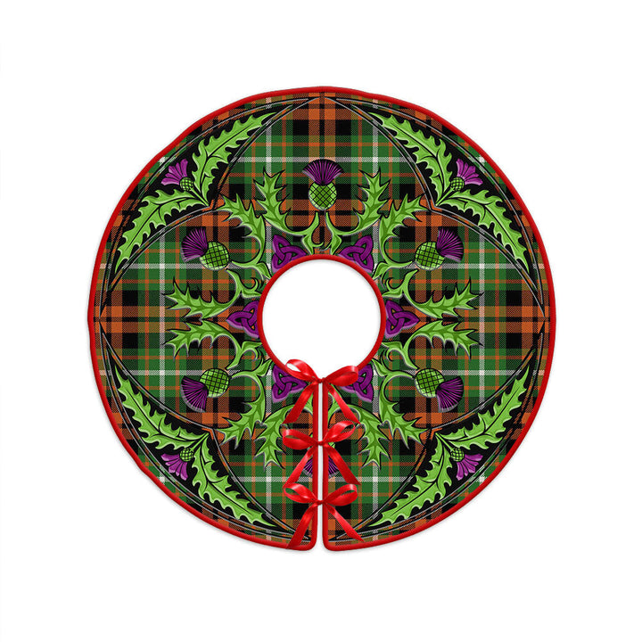 Ramsay Orange Ancient Clan Badge Tartan Christmas Tree Skirt Scottish Thistle Design