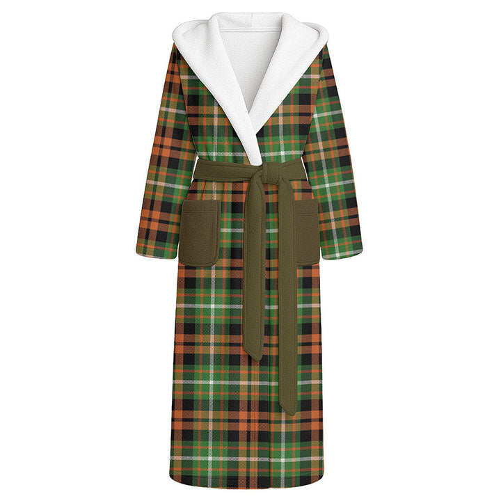 Ramsay Orange Ancient Clan Badge Tartan Flannel Hooded Bathrobe