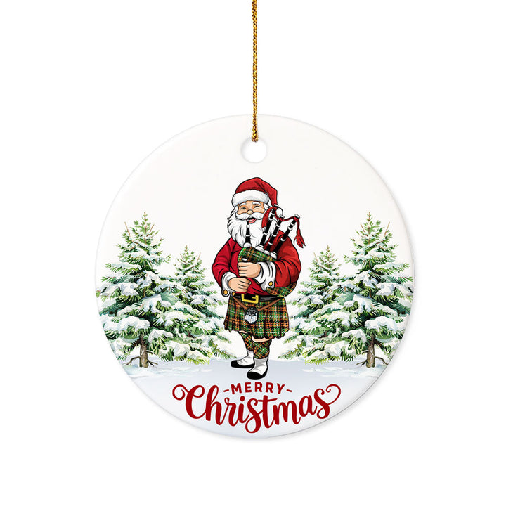 Ramsay Orange Ancient Tartan Ceramic Ornament Santa