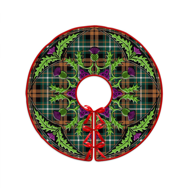 Ramsay Orange Modern Clan Badge Tartan Christmas Tree Skirt Scottish Thistle Design