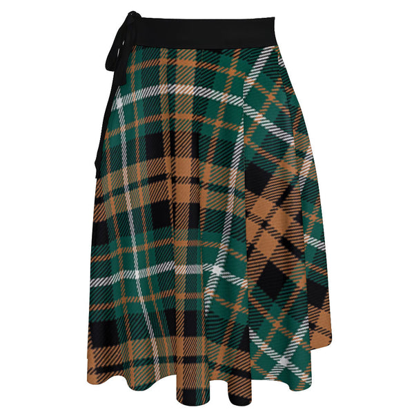 Ramsay Orange Modern Tartan Wrap Skirt
