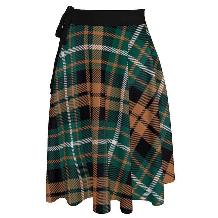 Ramsay Orange Modern Tartan Wrap Skirt