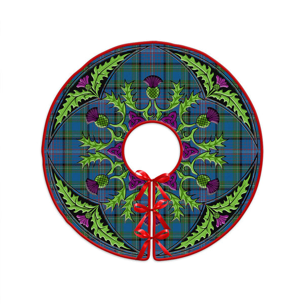 Rankin Ancient Clan Badge Tartan Christmas Tree Skirt Scottish Thistle Design