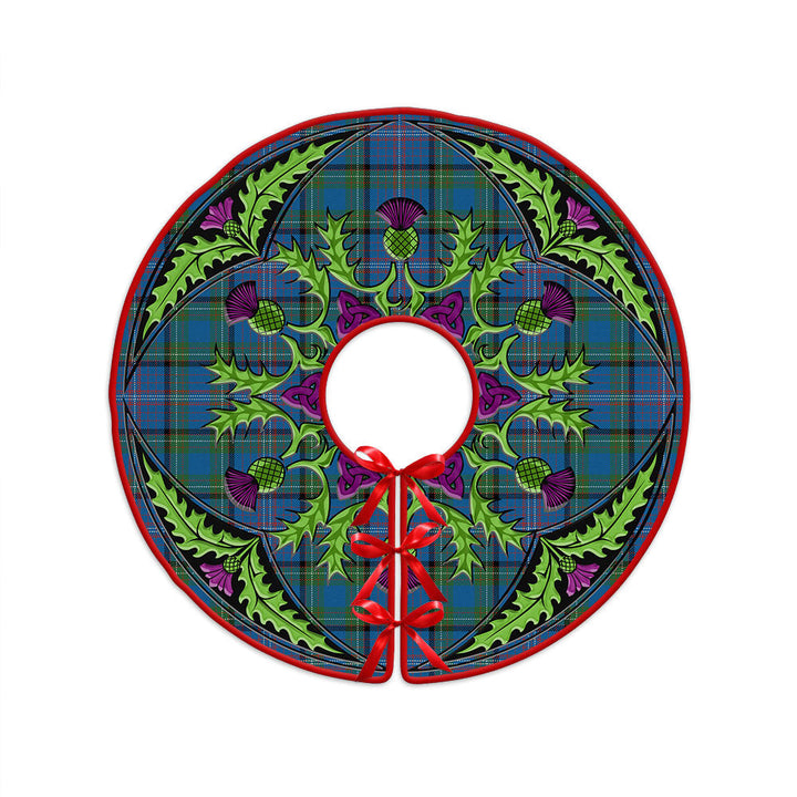 Rankin Ancient Clan Badge Tartan Christmas Tree Skirt Scottish Thistle Design