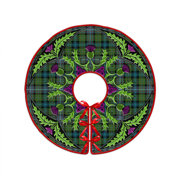 Rankin (Dalgliesh) Ancient Clan Badge Tartan Christmas Tree Skirt Scottish Thistle Design