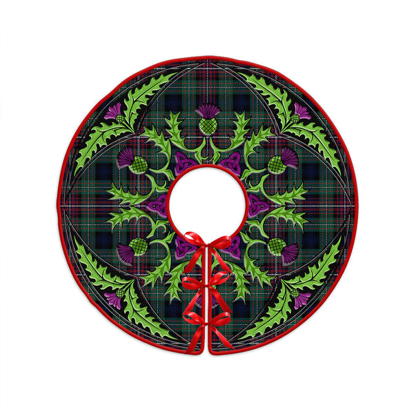 Rankin (Dalgliesh) Modern Clan Badge Tartan Christmas Tree Skirt Scottish Thistle Design