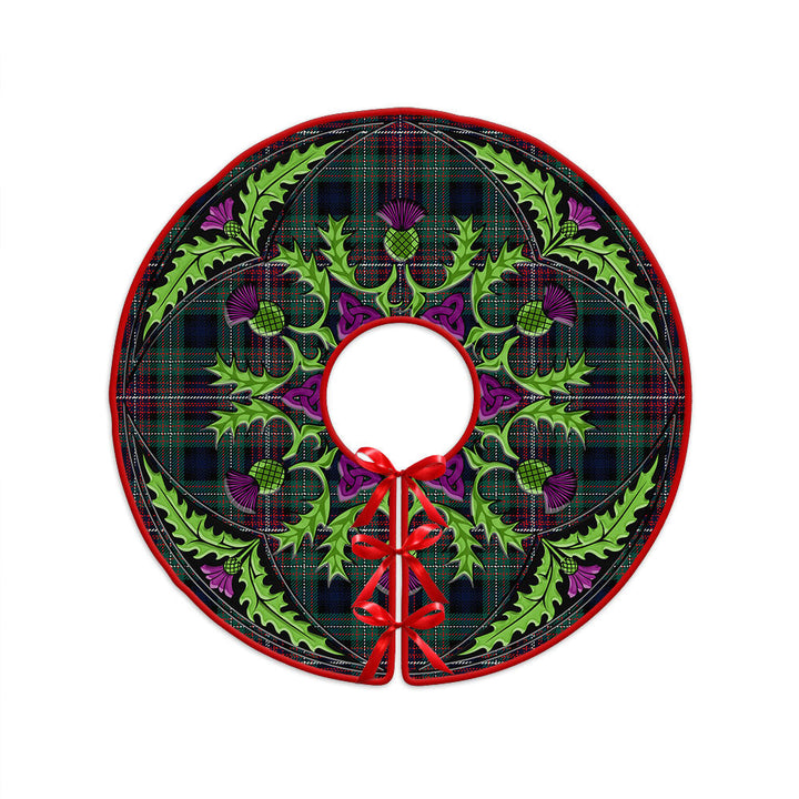 Rankin (Dalgliesh) Modern Clan Badge Tartan Christmas Tree Skirt Scottish Thistle Design
