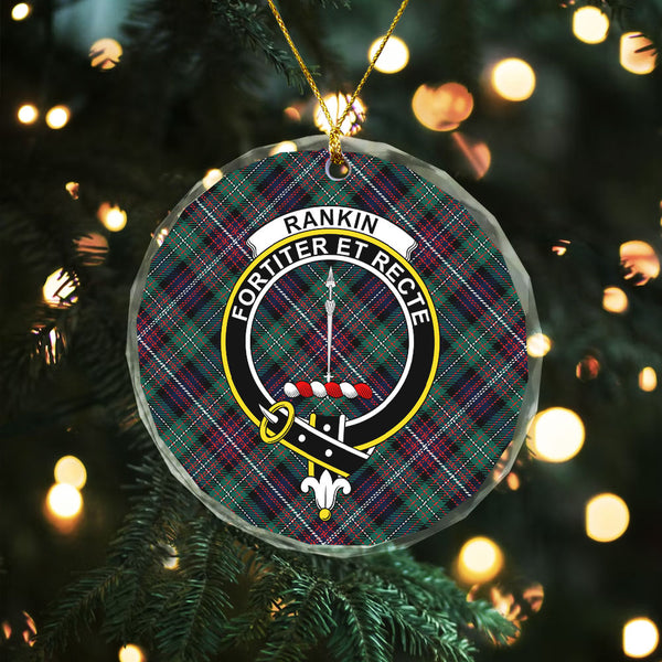 Rankin (Dalgliesh) Modern Clan Badge Tartan Glass Ornament