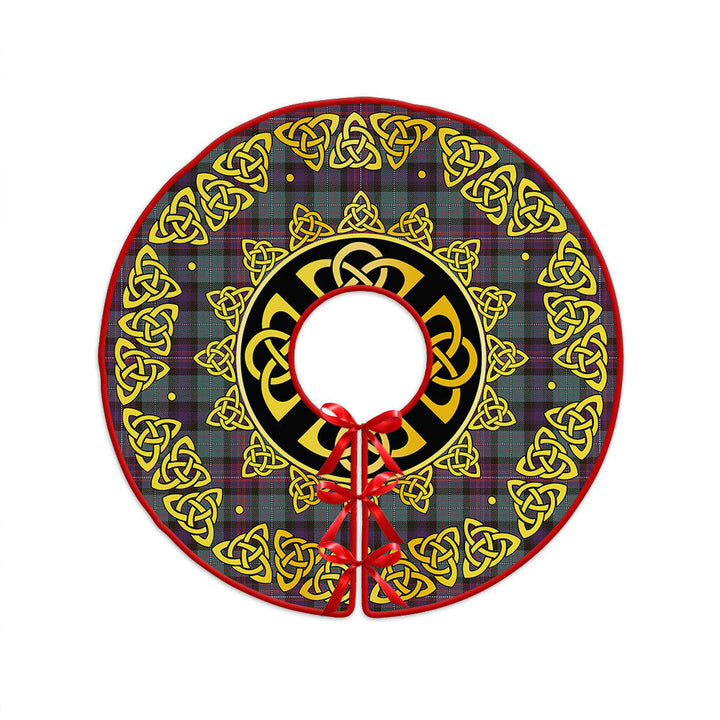 Rankin (Dalgliesh) Weathered Clan Badge Tartan Christmas Tree Skirt Golden Celtic Heritage