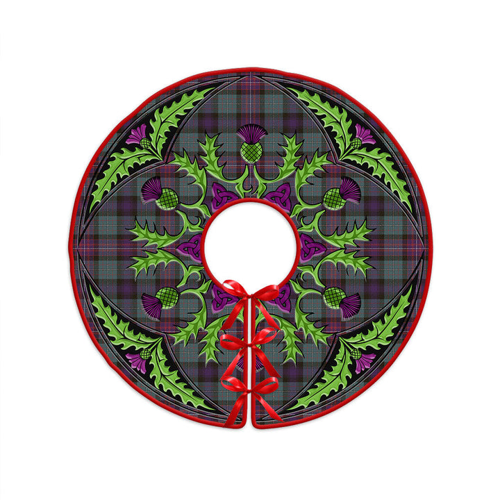 Rankin (Dalgliesh) Weathered Clan Badge Tartan Christmas Tree Skirt Scottish Thistle Design
