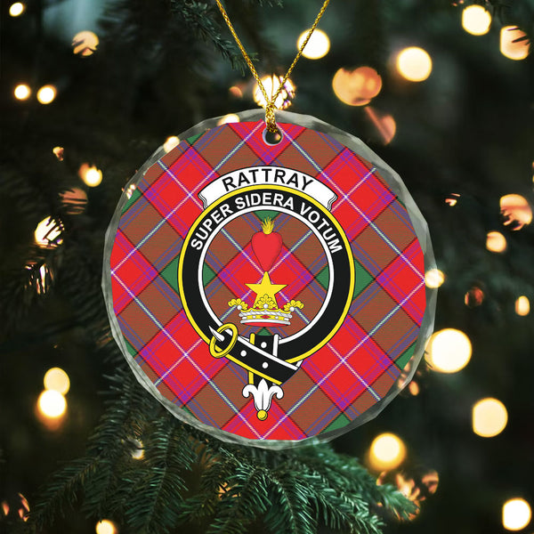 Rattray Modern Clan Badge Tartan Glass Ornament
