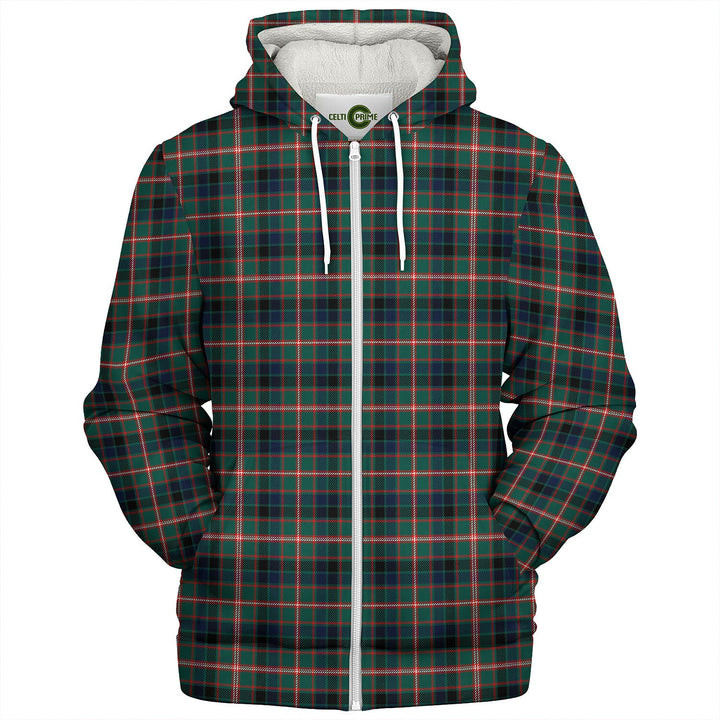 Reid Green Modern Tartan Sherpa Hoodie