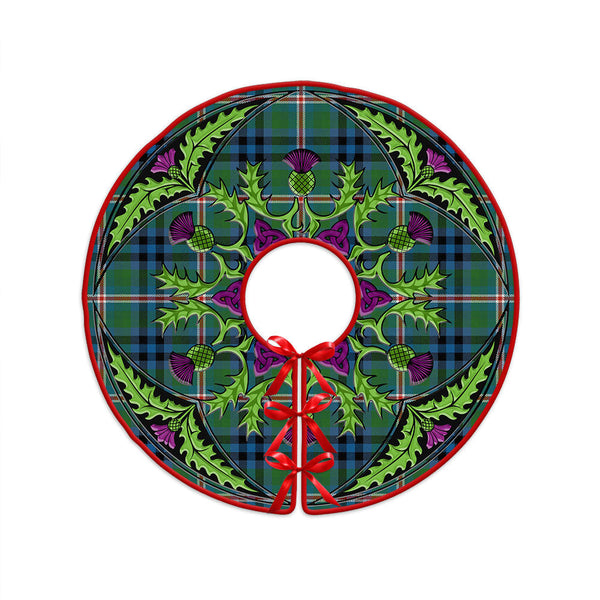 Reid (Mill City) Ancient Clan Badge Tartan Christmas Tree Skirt Scottish Thistle Design