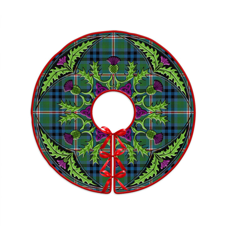 Reid (Mill City) Ancient Clan Badge Tartan Christmas Tree Skirt Scottish Thistle Design