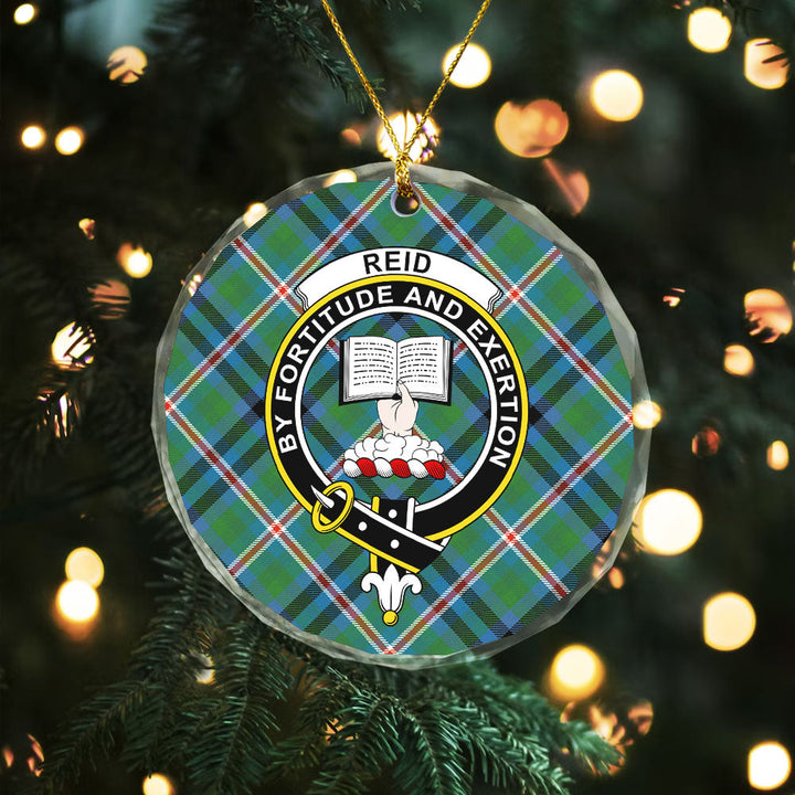 Reid (Mill City) Ancient Clan Badge Tartan Glass Ornament