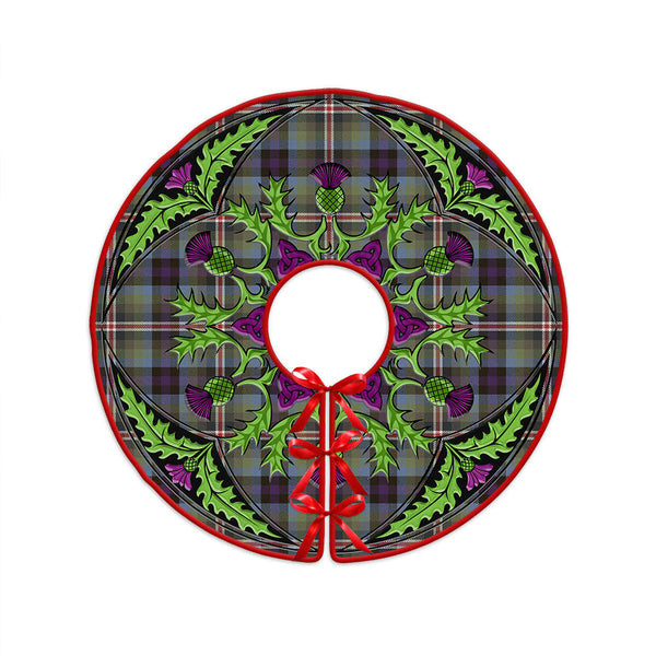 Reid (Mill City) Weathered Clan Badge Tartan Christmas Tree Skirt Scottish Thistle Design