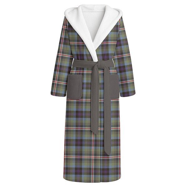 Reid (Mill City) Weathered Clan Badge Tartan Flannel Hooded Bathrobe