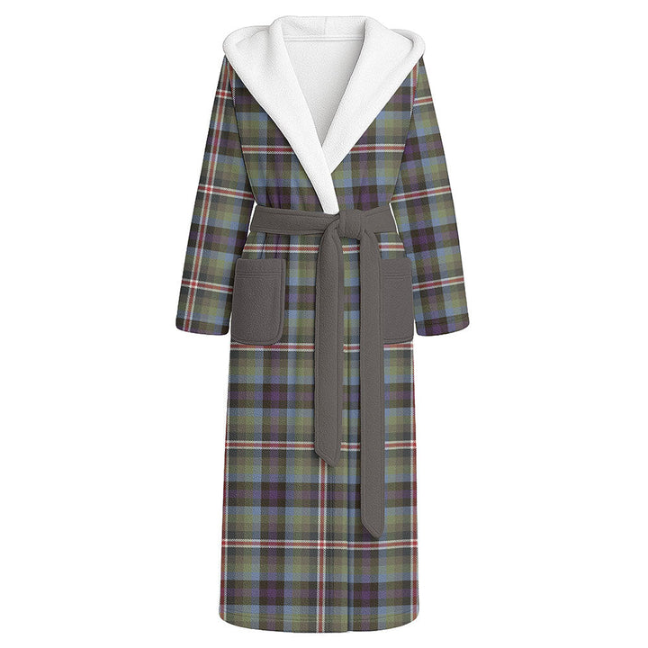 Reid (Mill City) Weathered Clan Badge Tartan Flannel Hooded Bathrobe