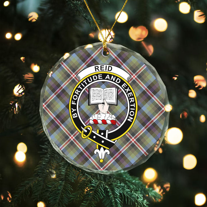Reid (Mill City) Weathered Clan Badge Tartan Glass Ornament