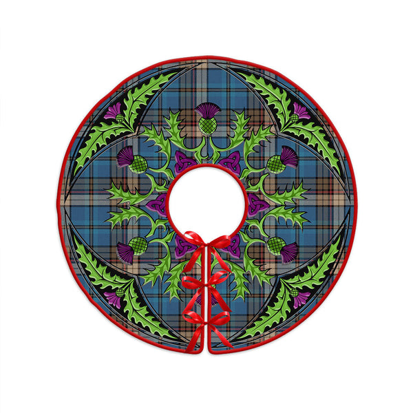 Renton Ancient Clan Badge Tartan Christmas Tree Skirt Scottish Thistle Design