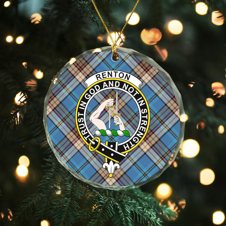 Renton Ancient Clan Badge Tartan Glass Ornament