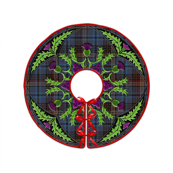 Renton Modern Clan Badge Tartan Christmas Tree Skirt Scottish Thistle Design