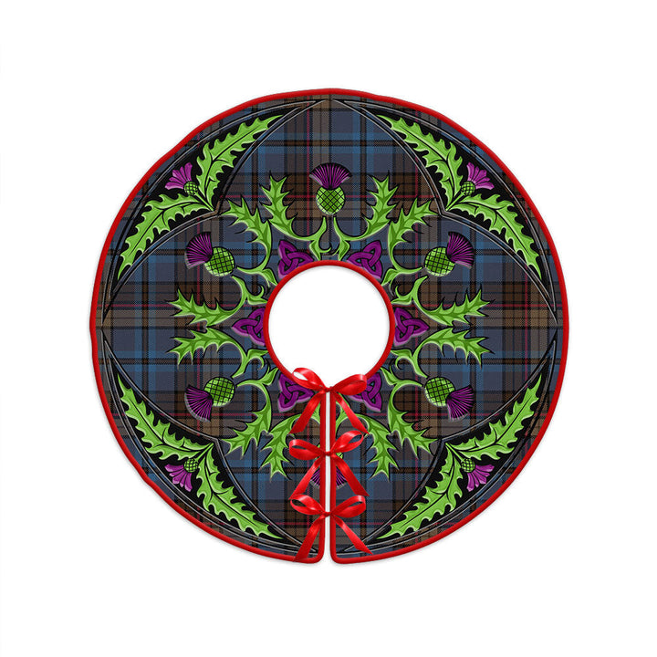 Renton Modern Clan Badge Tartan Christmas Tree Skirt Scottish Thistle Design