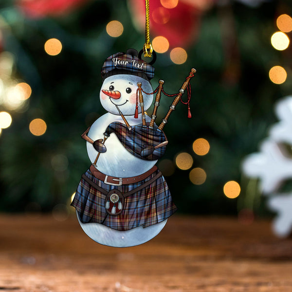 Renton Modern Clan Badge Tartan Wood Acrylic Ornament Snowman Bagpipe Personalized